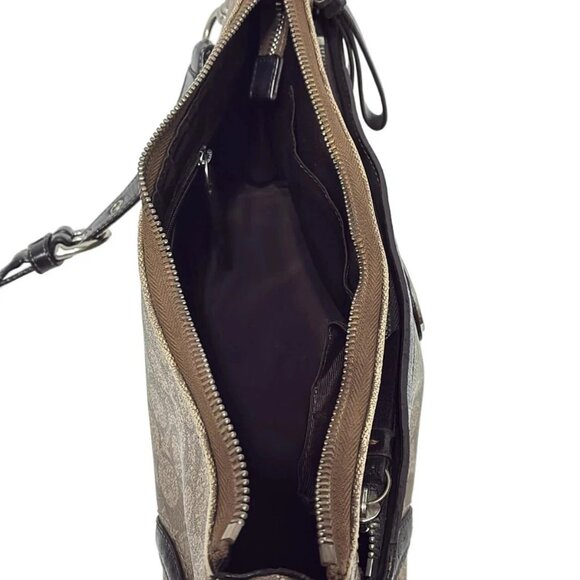 Auth COACH Heritage Signature EW Duffel F18924 Brown Dark Brown PVC Leather - Picture 5 of 10